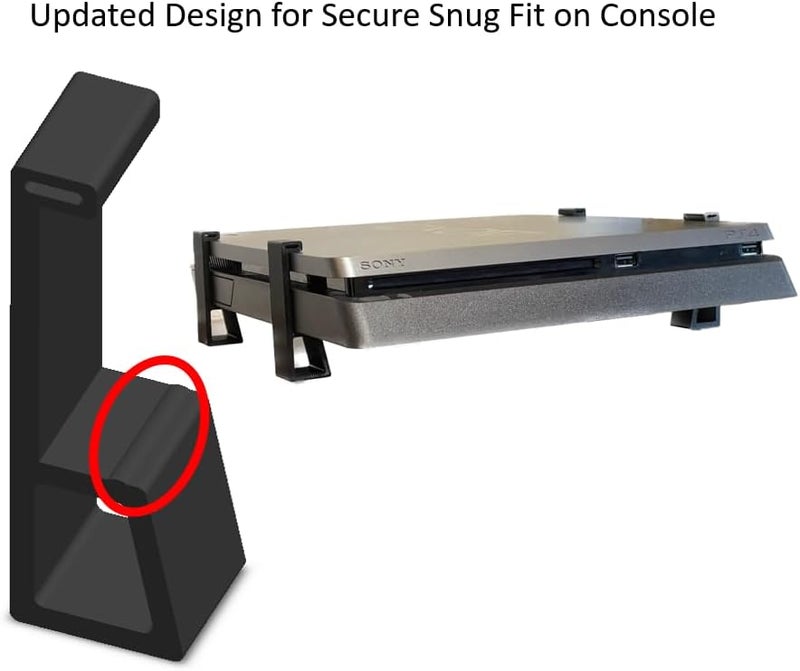 Kimalab Horizontal Vertical Stand for PS4 Original PlayStation 4 Stand Cooling Station Feet for PS4 Console Slim - Updated Design for Secure Fit (PS4 Slim - Black) - Image 2